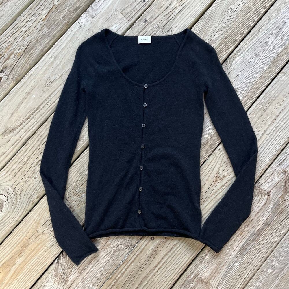 Wilfred Women's Black Wool Blend Button Front Cardigan Size XS